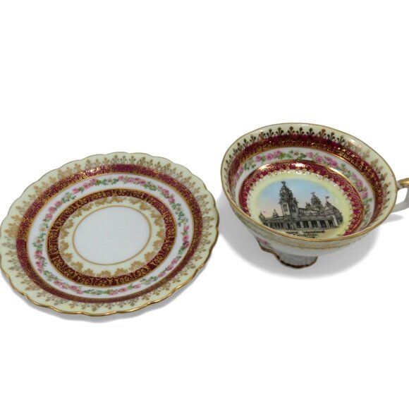 ROYAL VIENNA Imperial International Exhibition LONDON 1909 Cup and Saucer Vintag - Picture 4 of 9